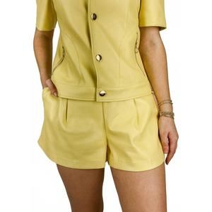 NEW DOLCE CABO annie pleated leather short in yellow